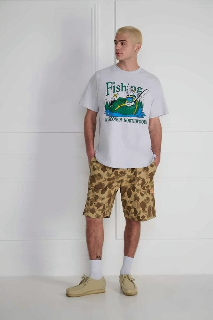 Wild Donkey Relaxed Fit Graphic Print T-Shirt With Fishing Scene