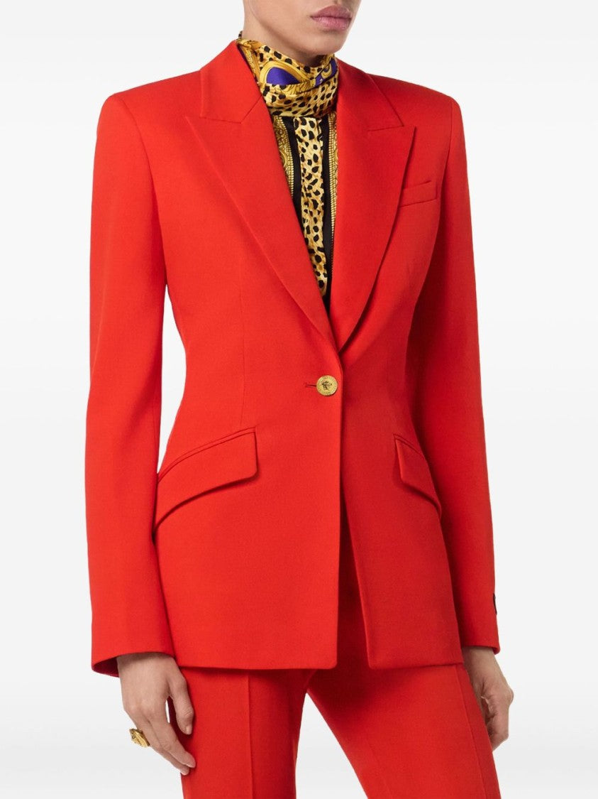 Versace Tailored Red Jacket With Gold-Tone Accents