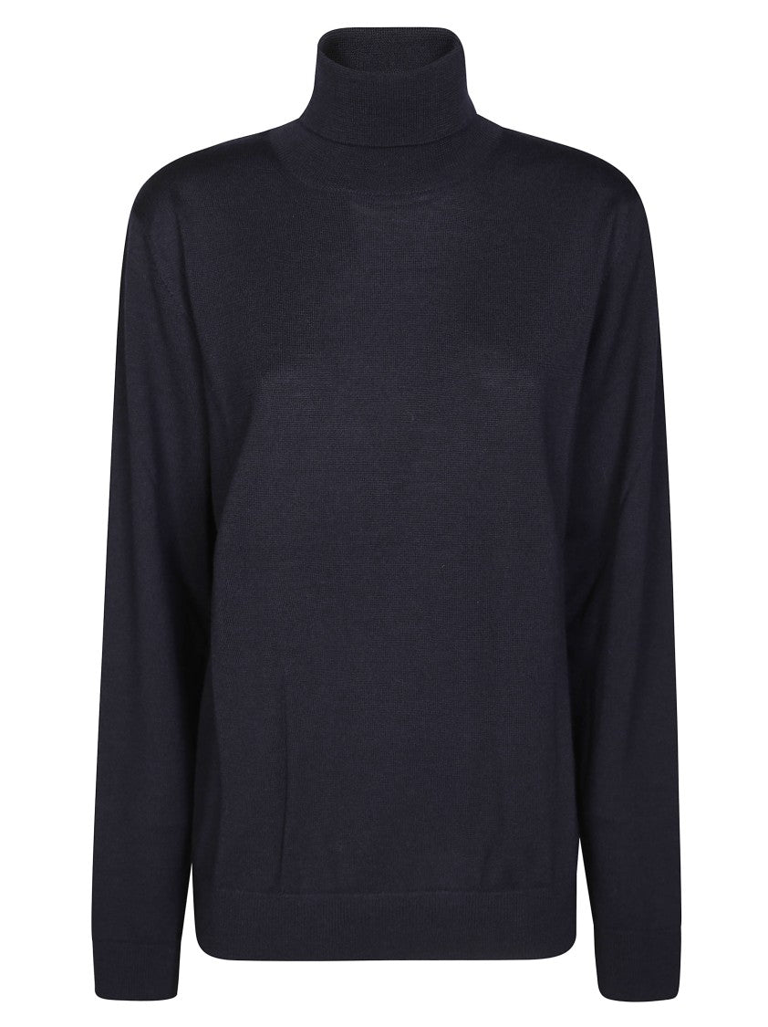 Daniele Fiesoli Fitted Blue Merino Turtleneck Sweater