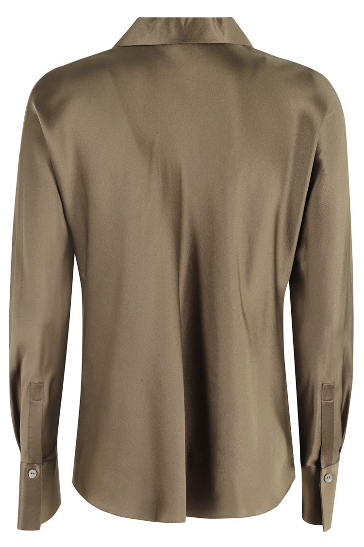 Vince Bias Shirt With Padded Shoulders In Smooth Silk