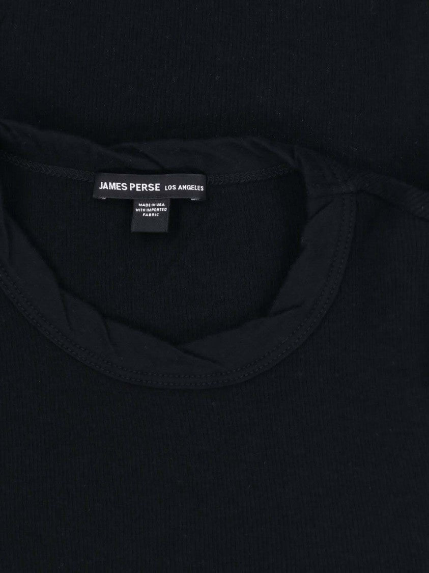 James Perse Black Cotton-Blend Fitted Short-Sleeve T-Shirt