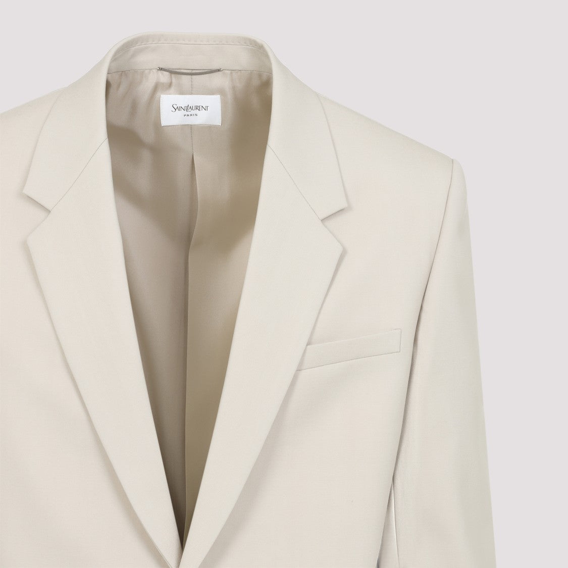 Saint Laurent Beige Wool Jacket With Notched Collar