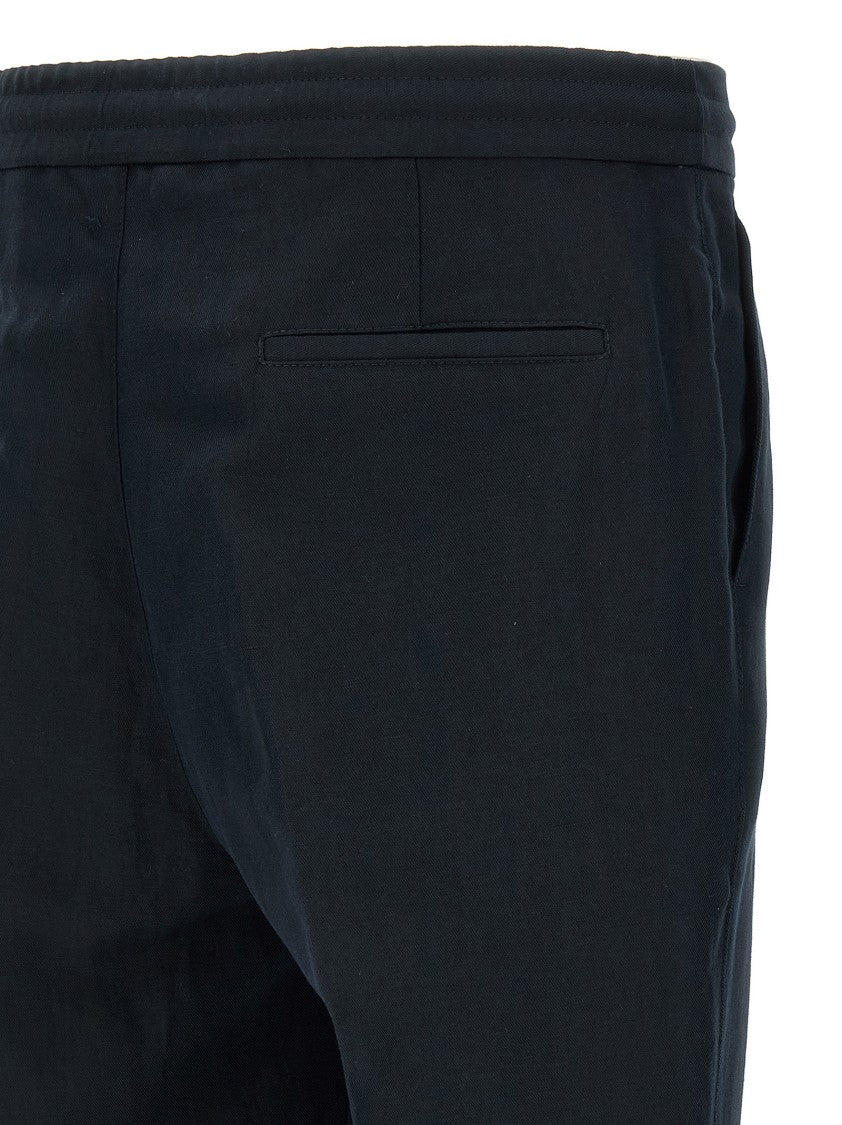 Brunello Cucinelli Tailored Black Linen-Cotton Blend Trousers
