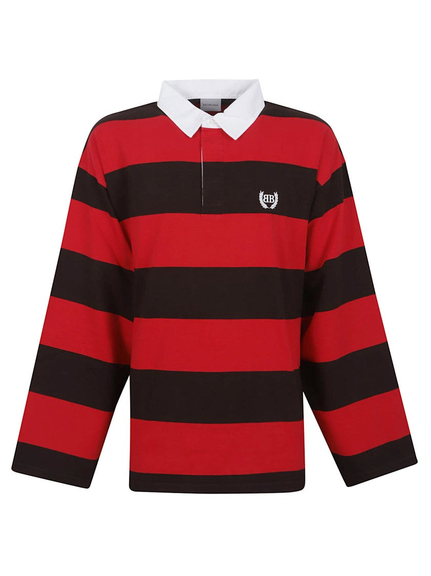 Balenciaga Hybrid Long-Sleeve Top With Striped Jersey Design