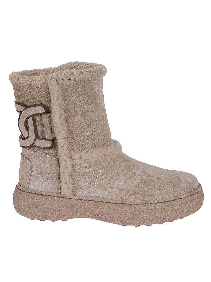 Tod's Suede Ankle Boots With Shearling Lining
