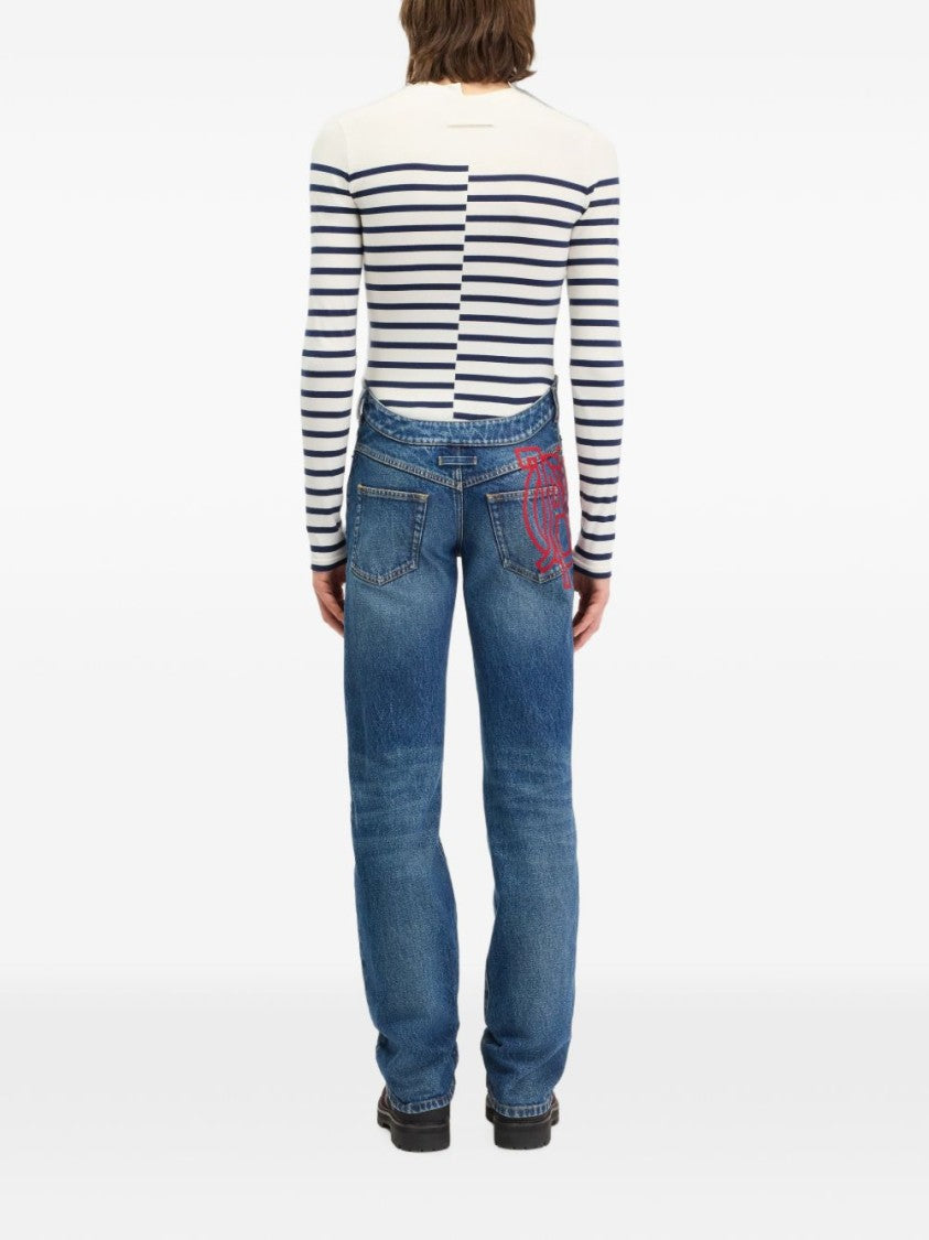 Jean Paul Gaultier Half-And-Half Striped Long-Sleeved Top