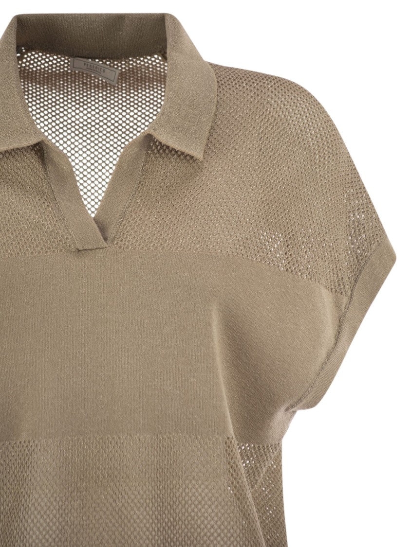 Peserico Tricot Polo Shirt In Pure Cotton Crepe Yarn
