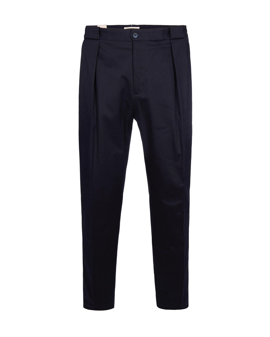 Briglia Navy Blue Tailored Cotton Trousers