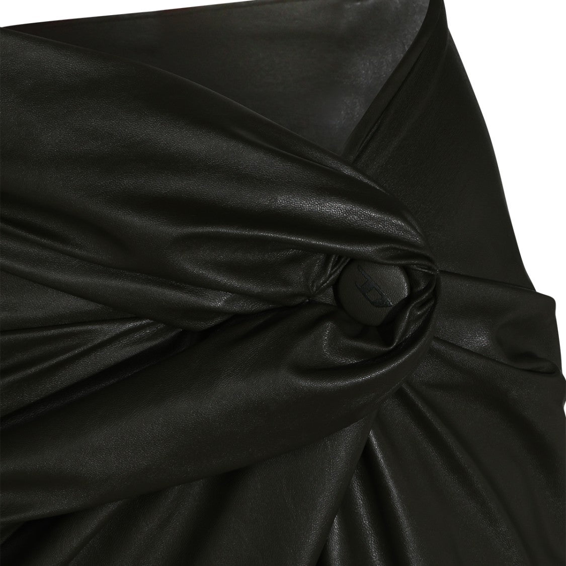 Diesel Black Draped Faux Leather Midi Skirt