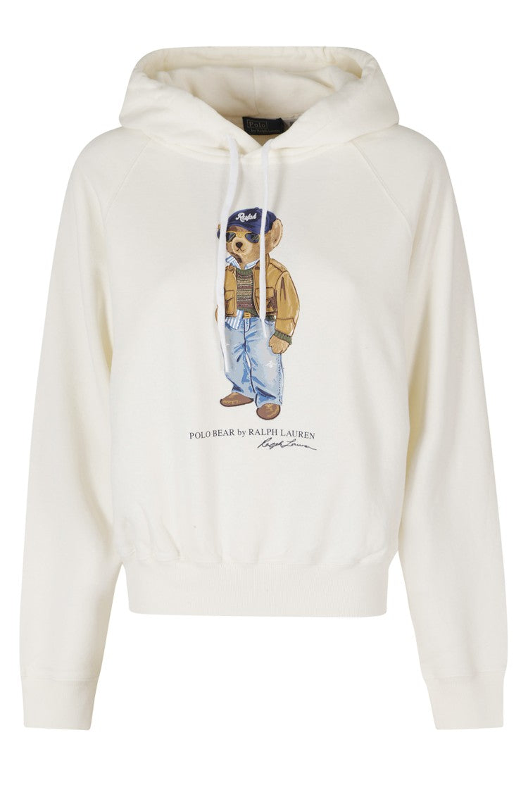 Polo Ralph Lauren White Bear Print Cotton-Blend Hoodie