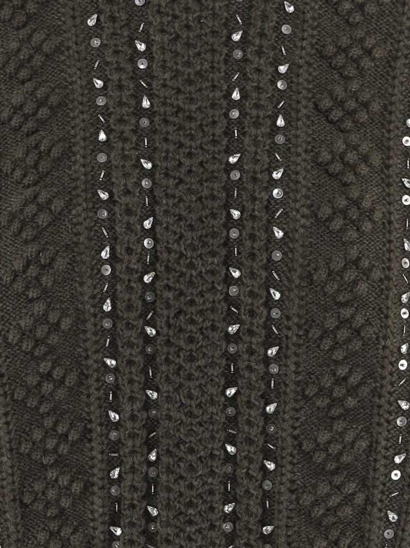 Jil Sander Geometric Pattern Sequin Embellished Wool Sweater