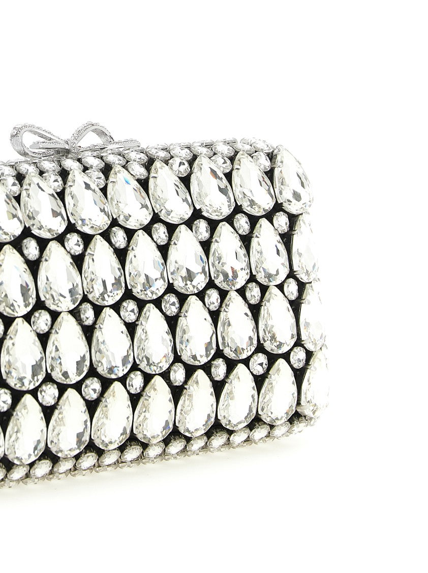 Self-Portrait 'Black Satin Crystal' Clutch