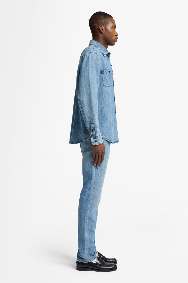 7 For All Mankind Light Blue Cotton Shirt With Classic Collar