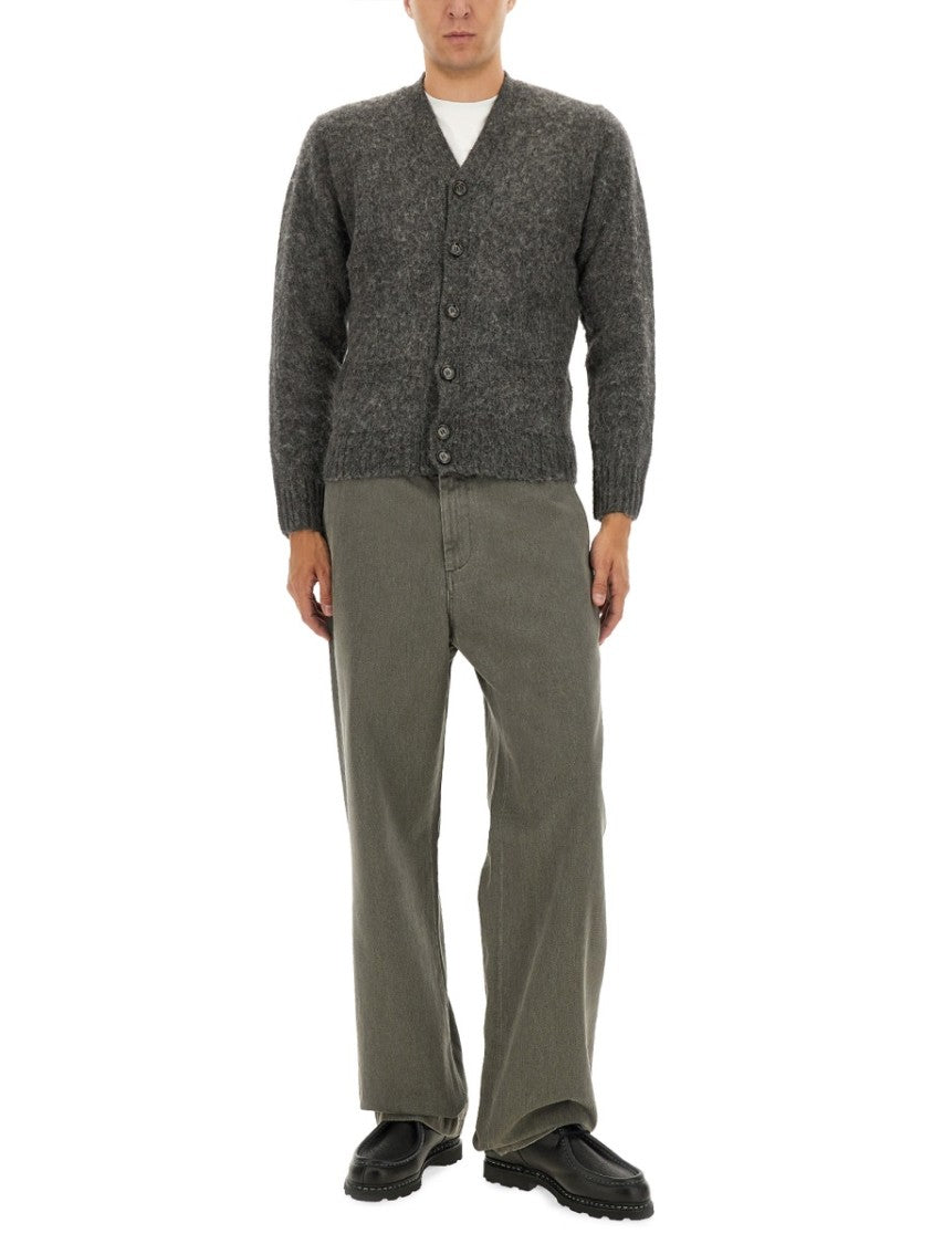 Aspesi Textured Wool Cardigan With V-Neckline And Button Closure