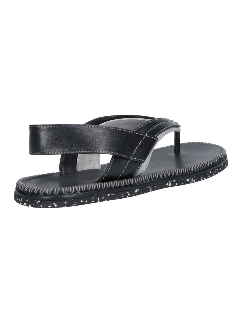 Kiko Kostadinov Black Leather Rounded Toe Thong Sandals