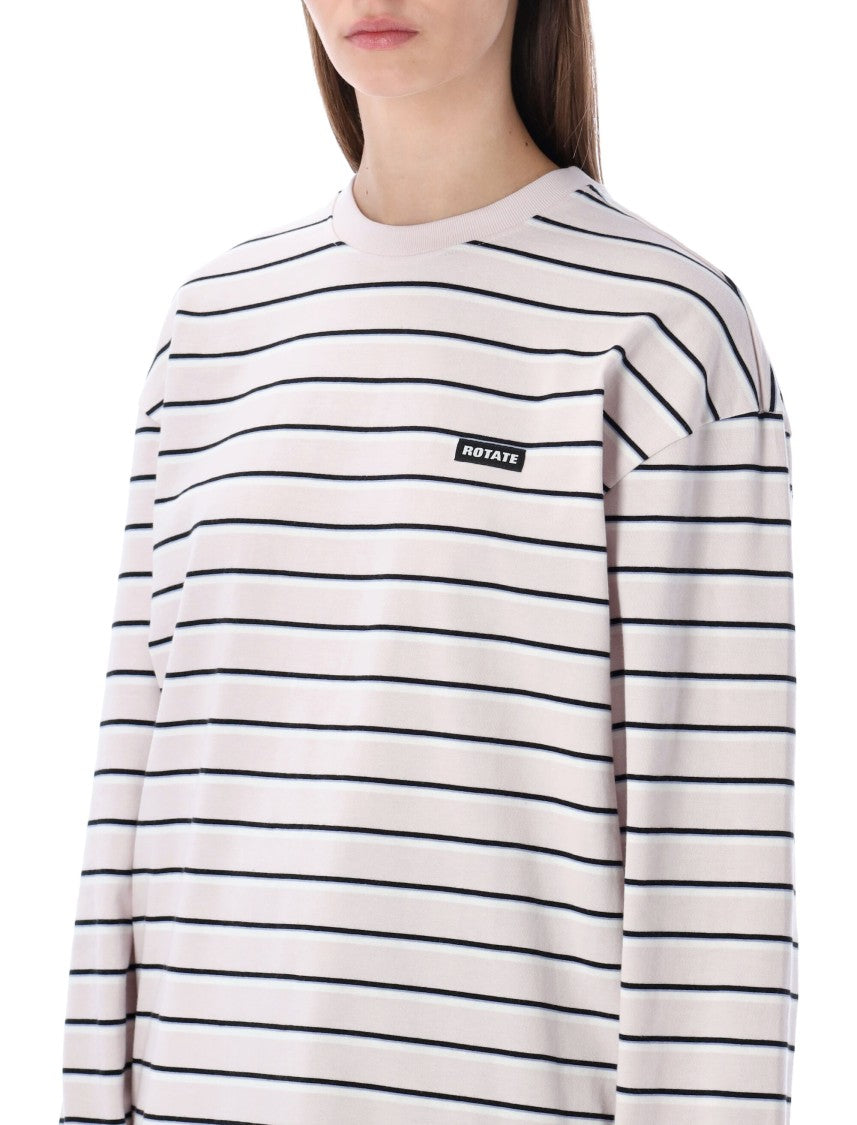 Rotate Horizontal Striped Organic Cotton Long Sleeve T-Shirt