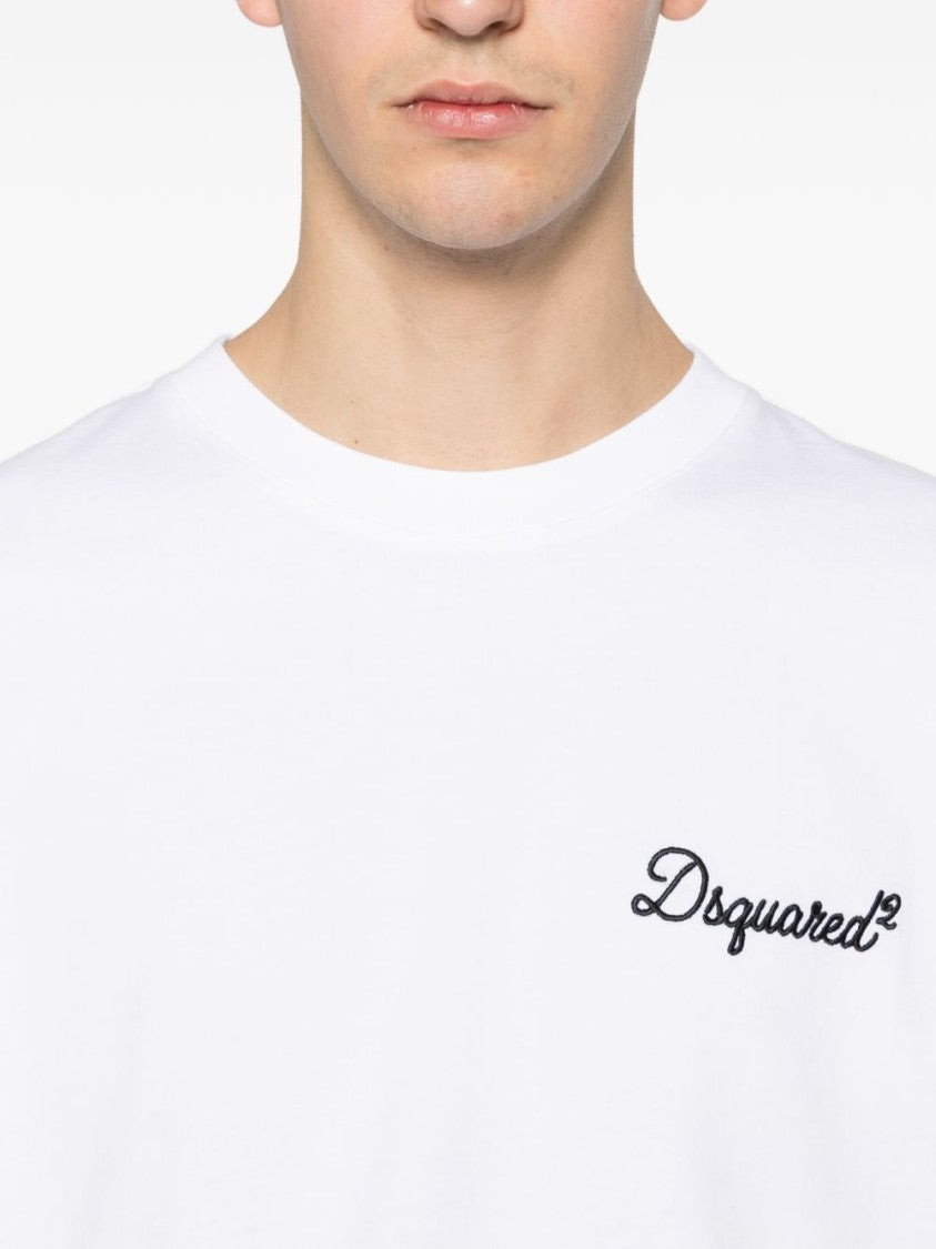Dsquared2 Minimalist White Cotton T-Shirt With Logo