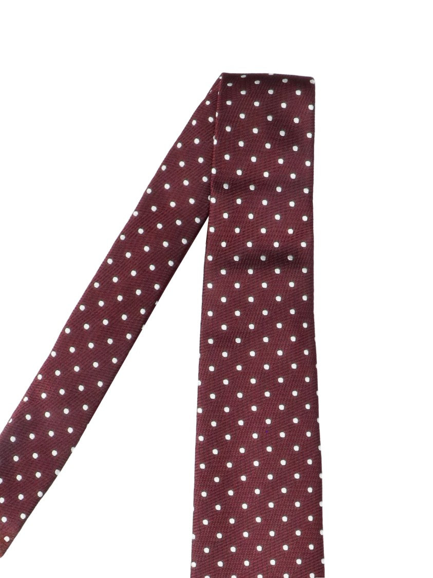 Tom Ford Burgundy Polka Dot Adjustable Necktie In Mulberry Silk