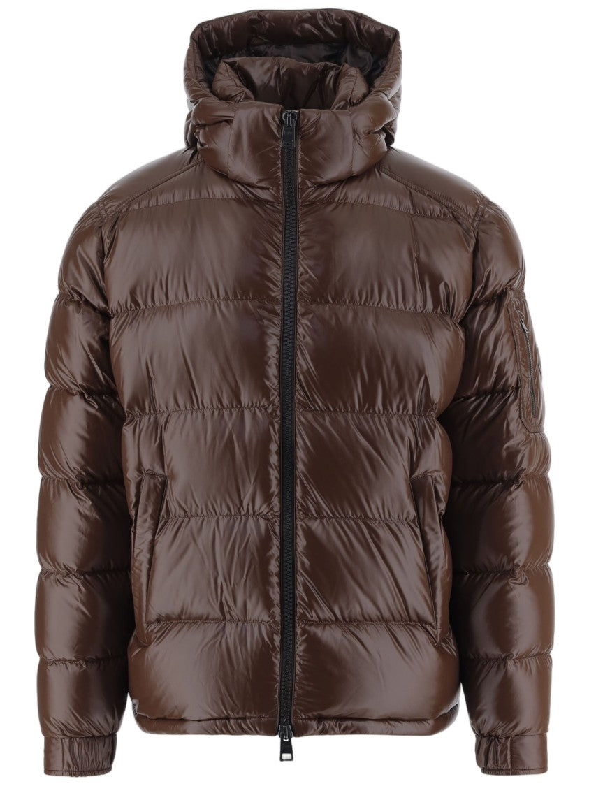 Herno High-Collar Dark Brown Puffer Jacket With Quilted Padding