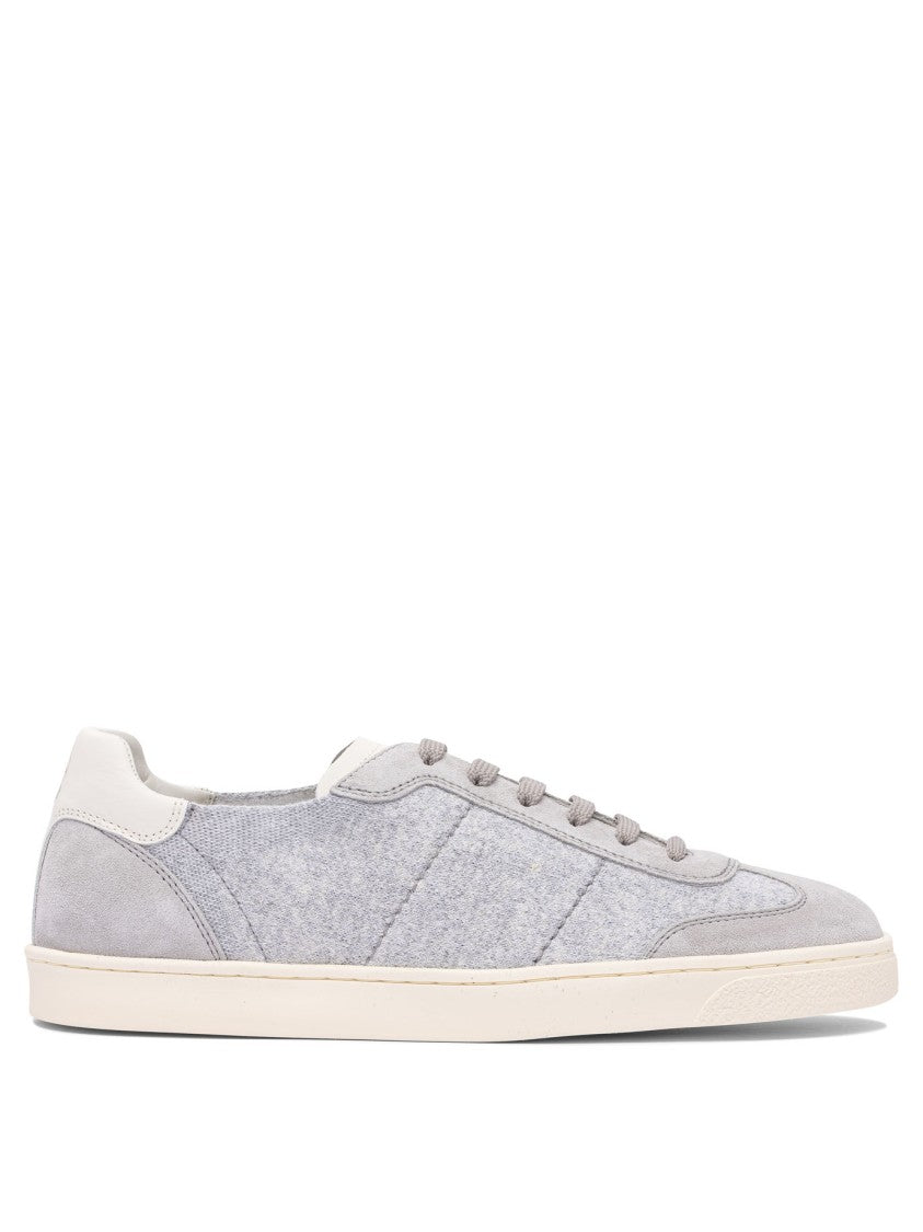 Brunello Cucinelli Grey Fabric And Leather Sneakers