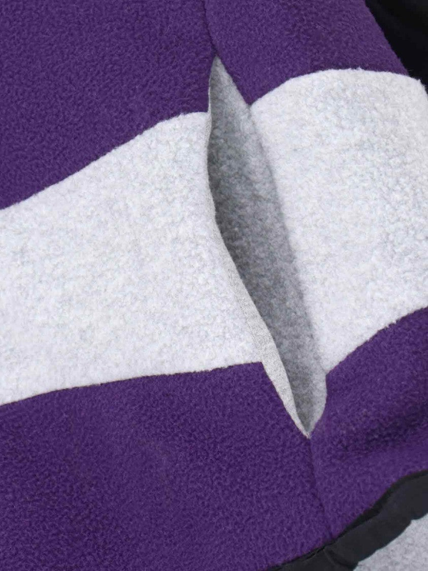 Bonsai Turtleneck Sweater In Grey Fleece Purple Striped Pattern