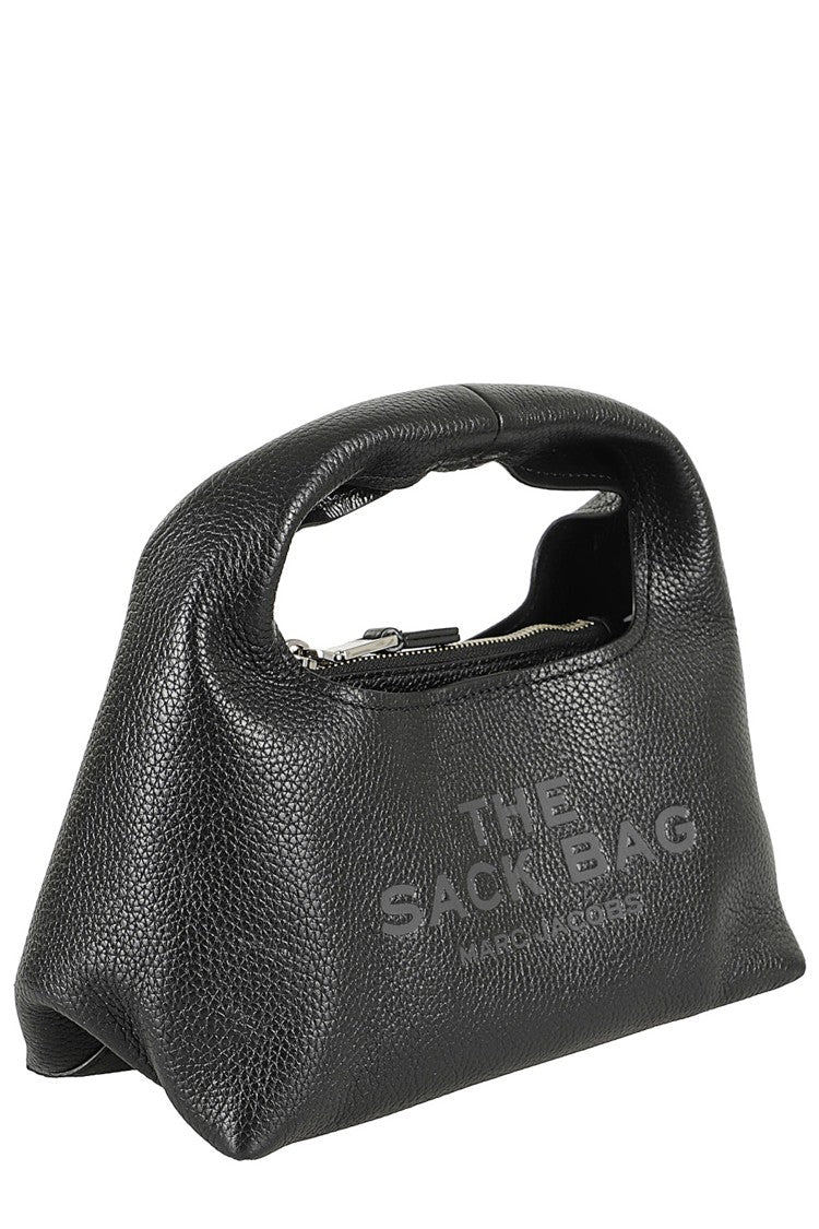 Marc Jacobs Black The Mini Sack Embossed Logo Leather Handbag