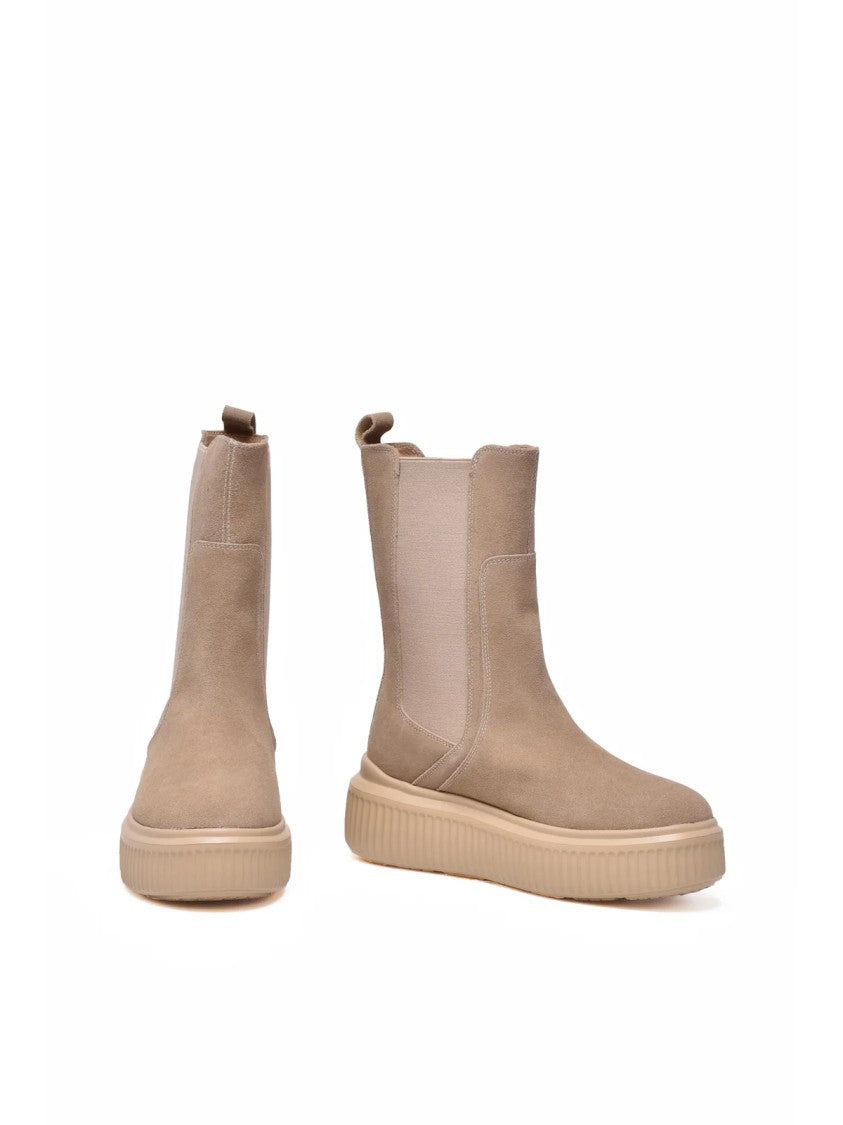 Janet & Janet Beige Leather Suede Boots