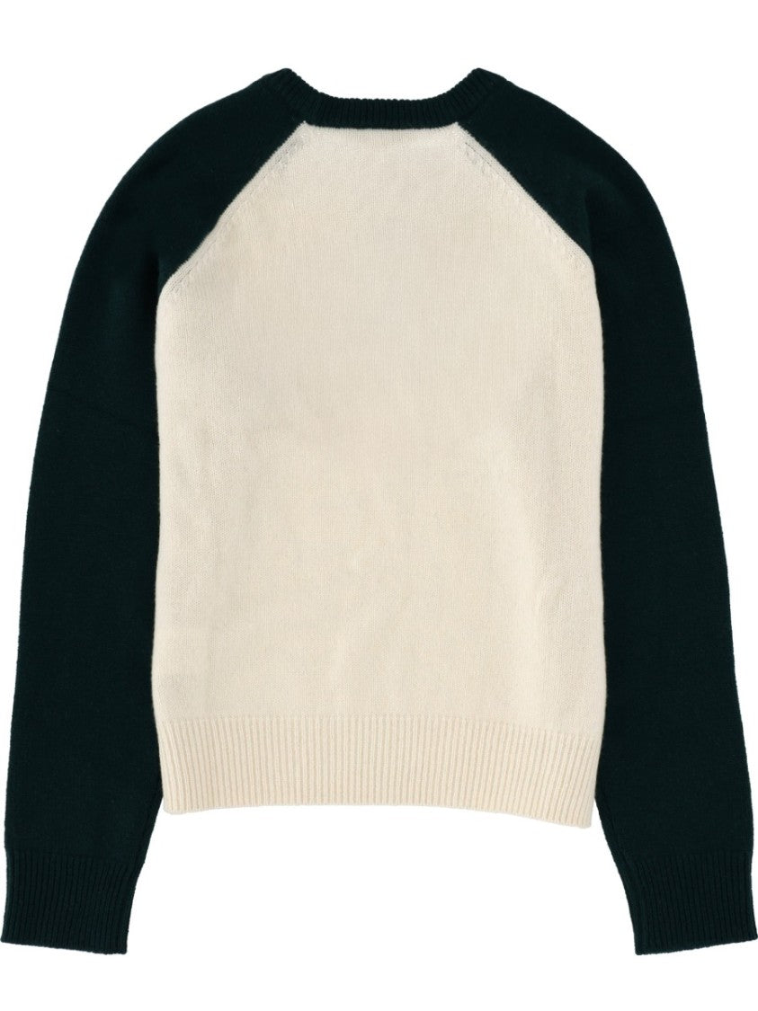 Sporty And Rich Two-Tone Cashmere-Blend Crewneck Jersey