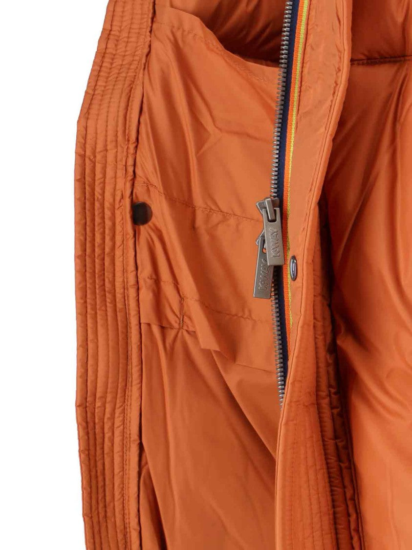 K-Way Vibrant Orange Minimalist Jacket With High Collar