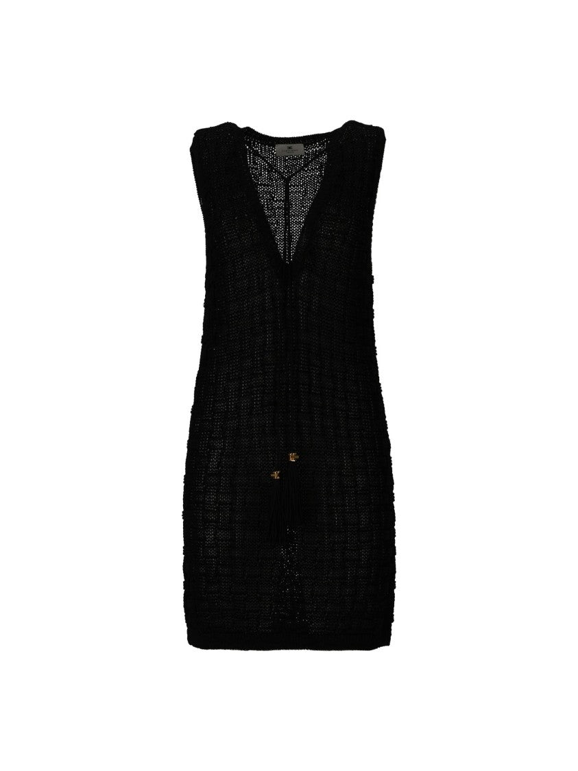 Elisabetta Franchi Sleeveless Open Weave Knit Dress