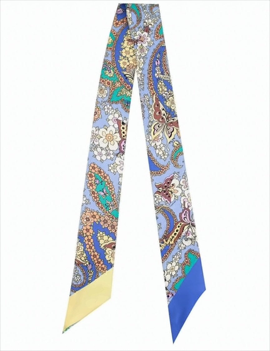 Etro Paisley Floral Silk Scarf With Contrasting Tips