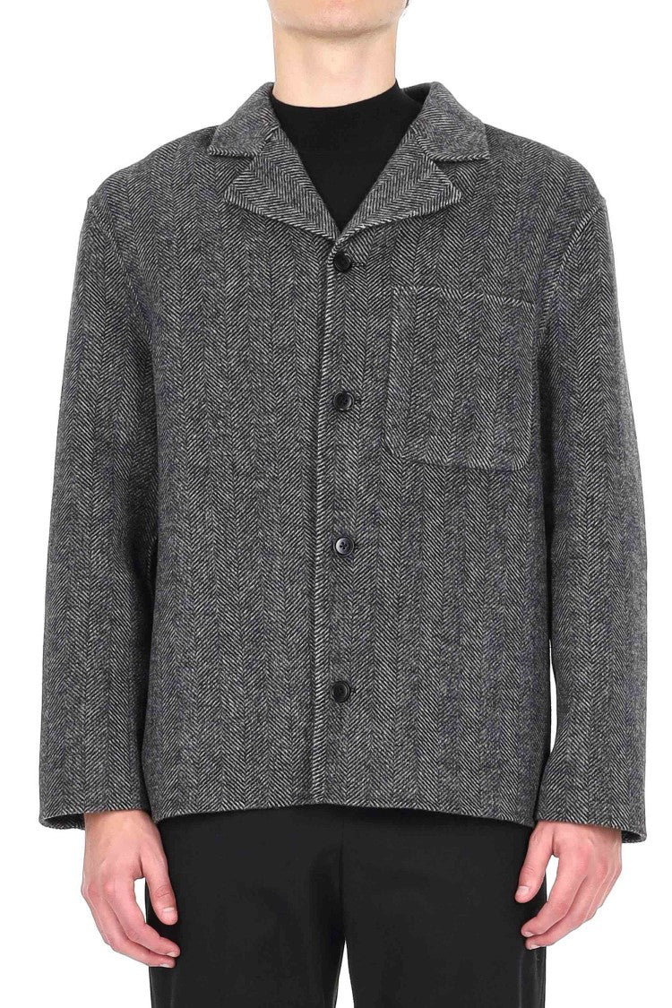 Officine Generale Hamid Model Herringbone Wool Overshirt
