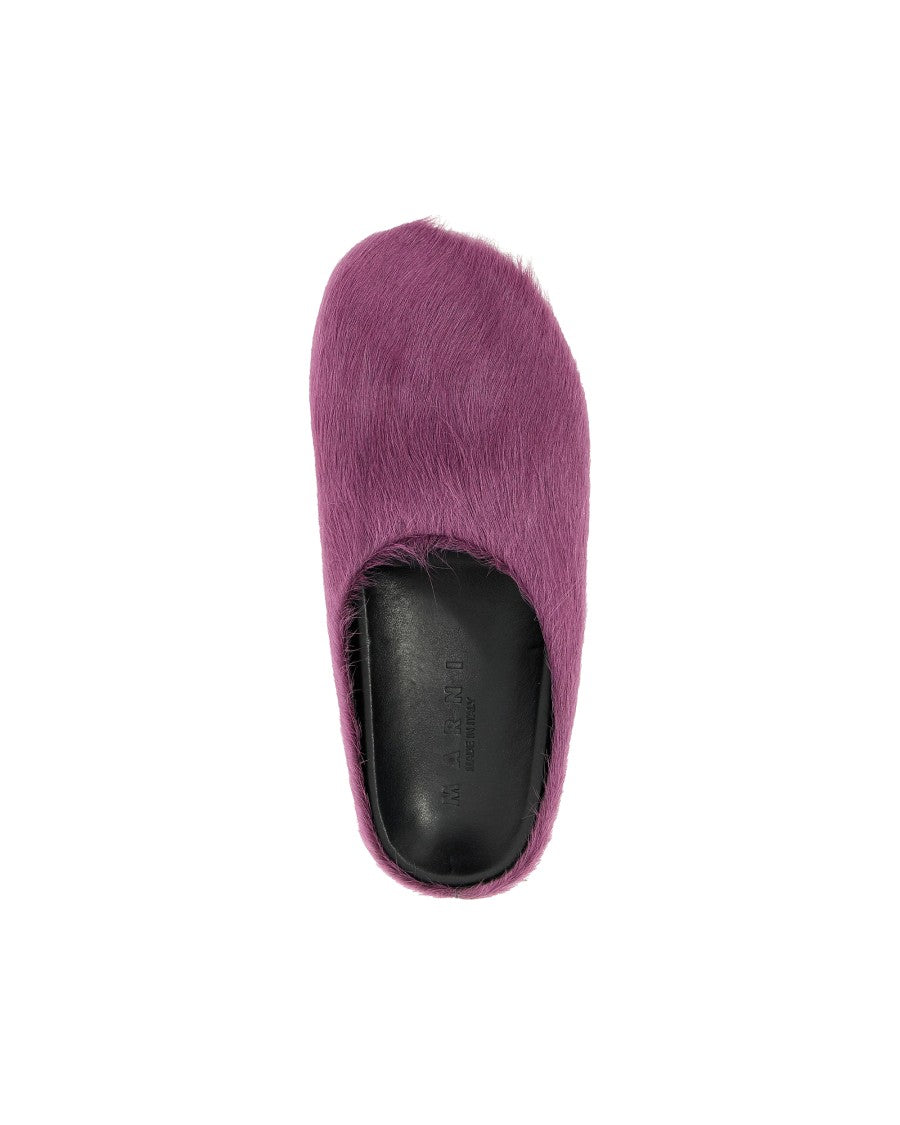 Marni Long-Hair Leather Fussbett Mules - Purple