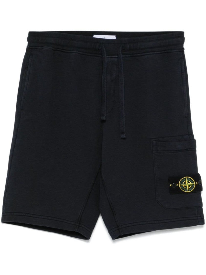Stone Island Relaxed Fit Cotton Shorts With Signature Patch Detail