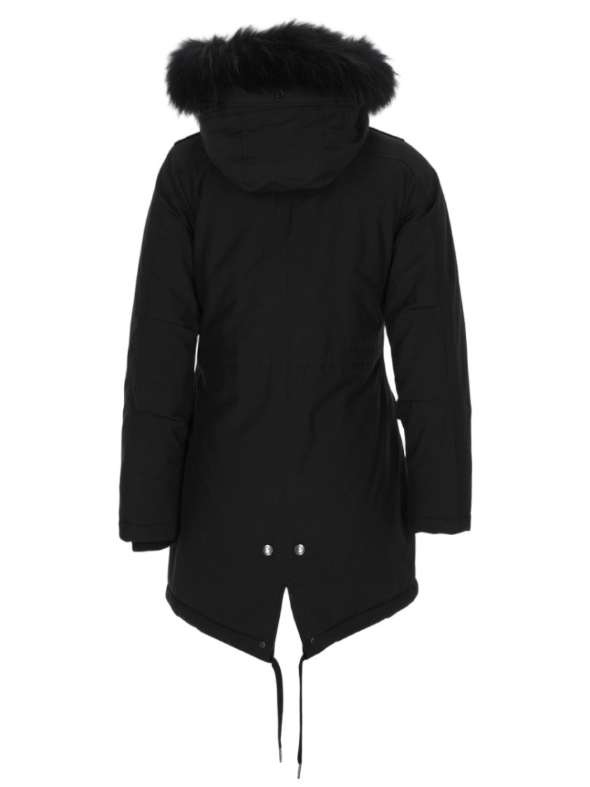 Canadian Classics Hooded Black Jacket With Plush Faux Fur Trim