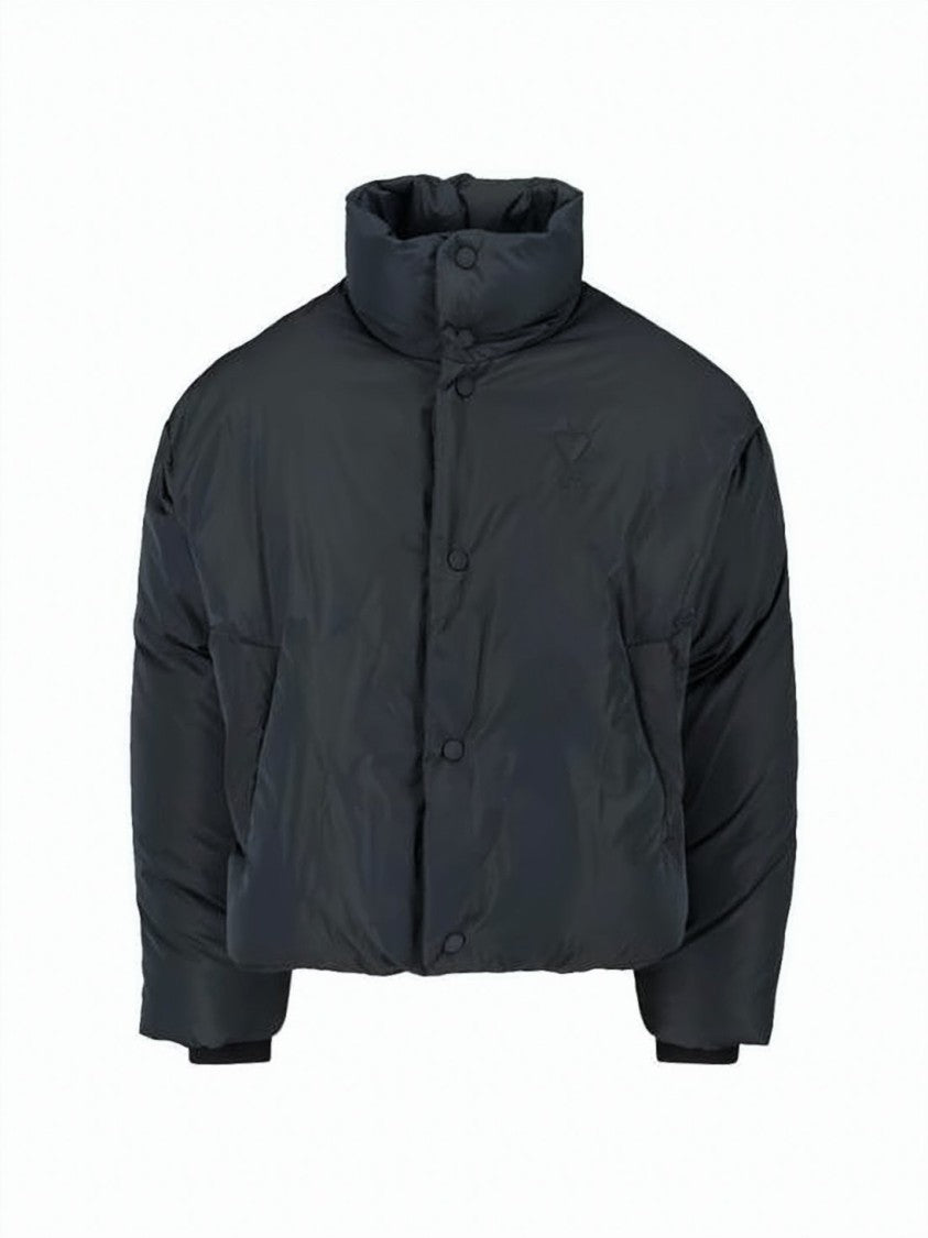 Ami Paris Cropped Padded Down Jacket With High Collar