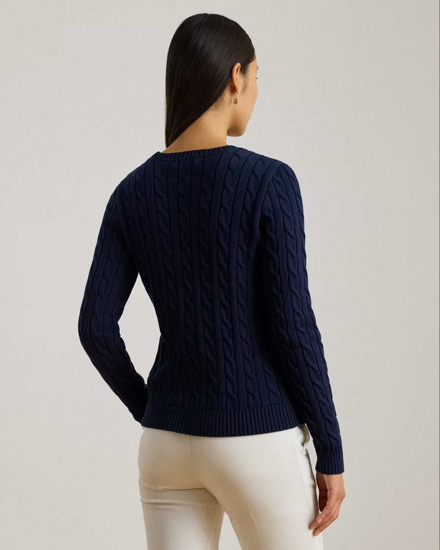 Lauren Ralph Lauren Navy Blue Rinett Cotton Pullover Sweater