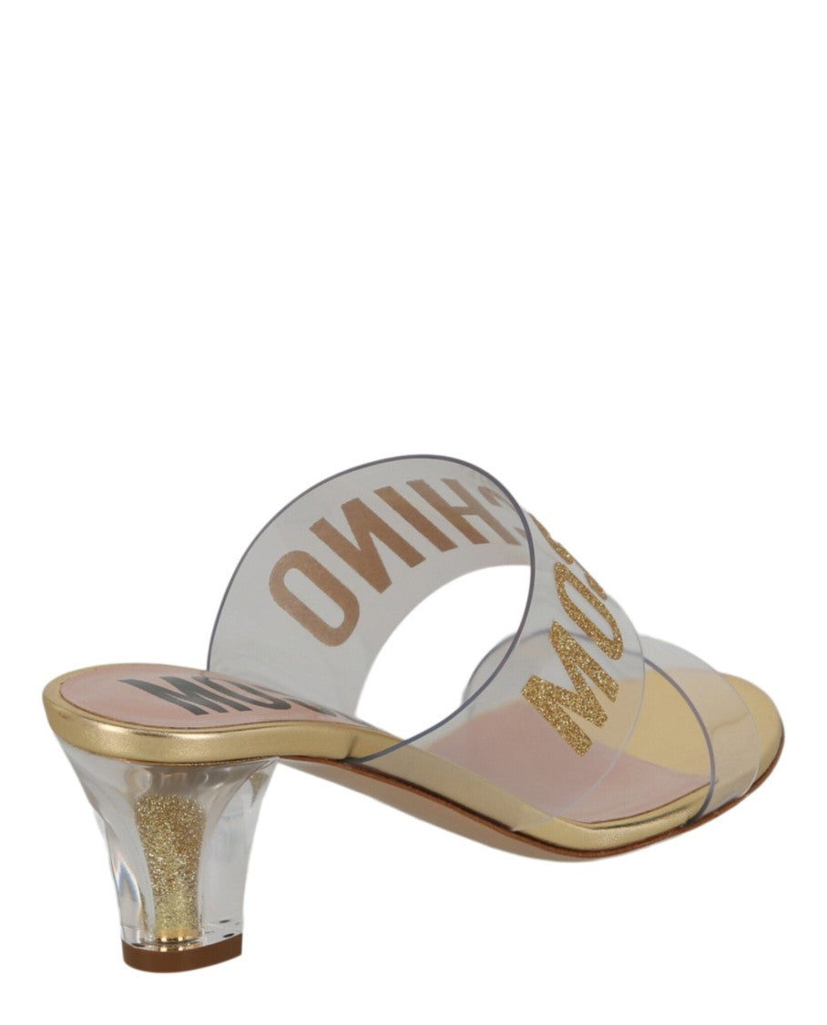 Moschino Glitter Logo Heel Sandals