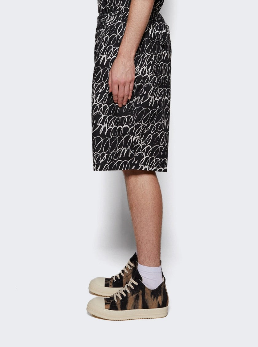 Marni Poplin Drawstring Scribble Shorts