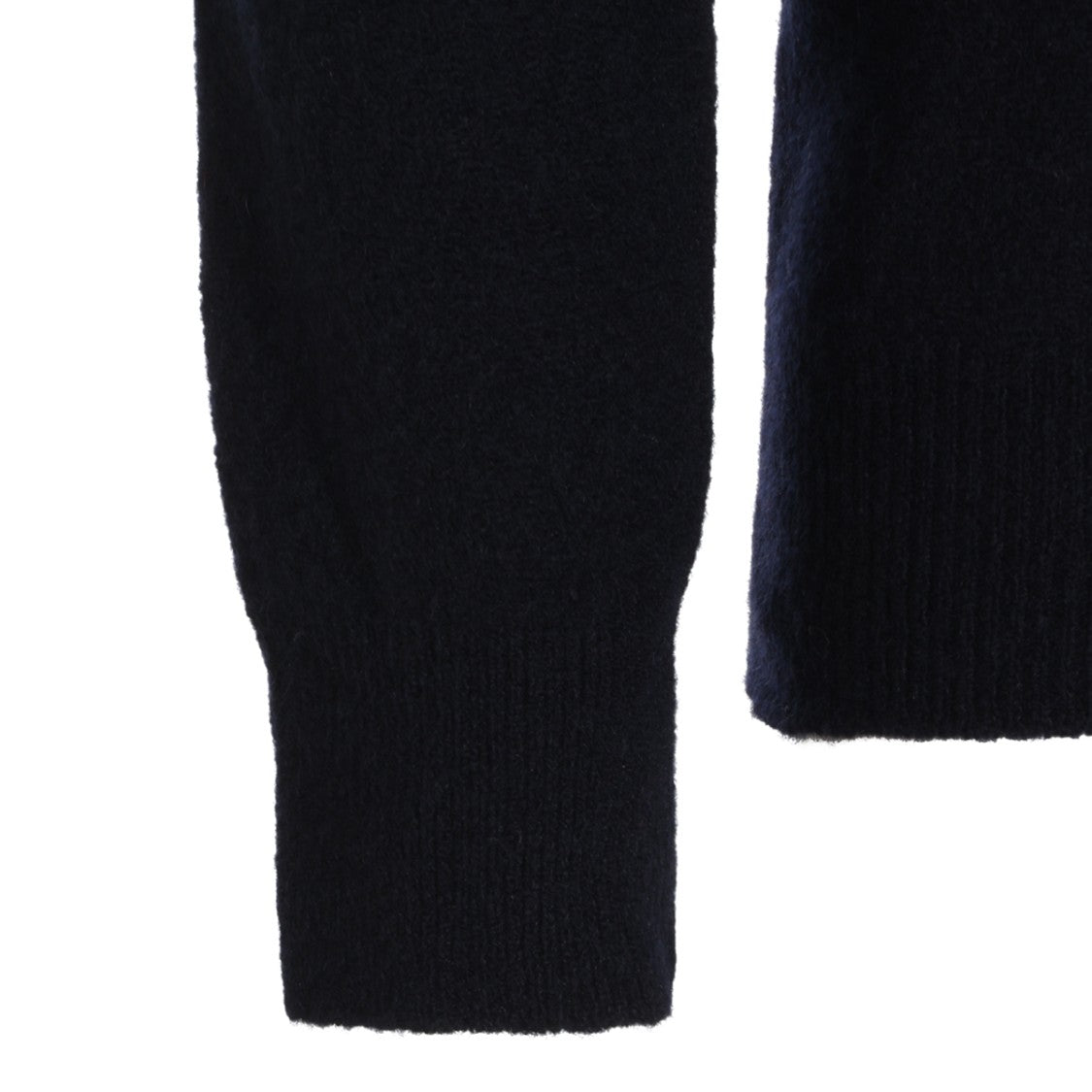 Altea Navy Wool Knit Sweater With V-Neck And Classic Collar