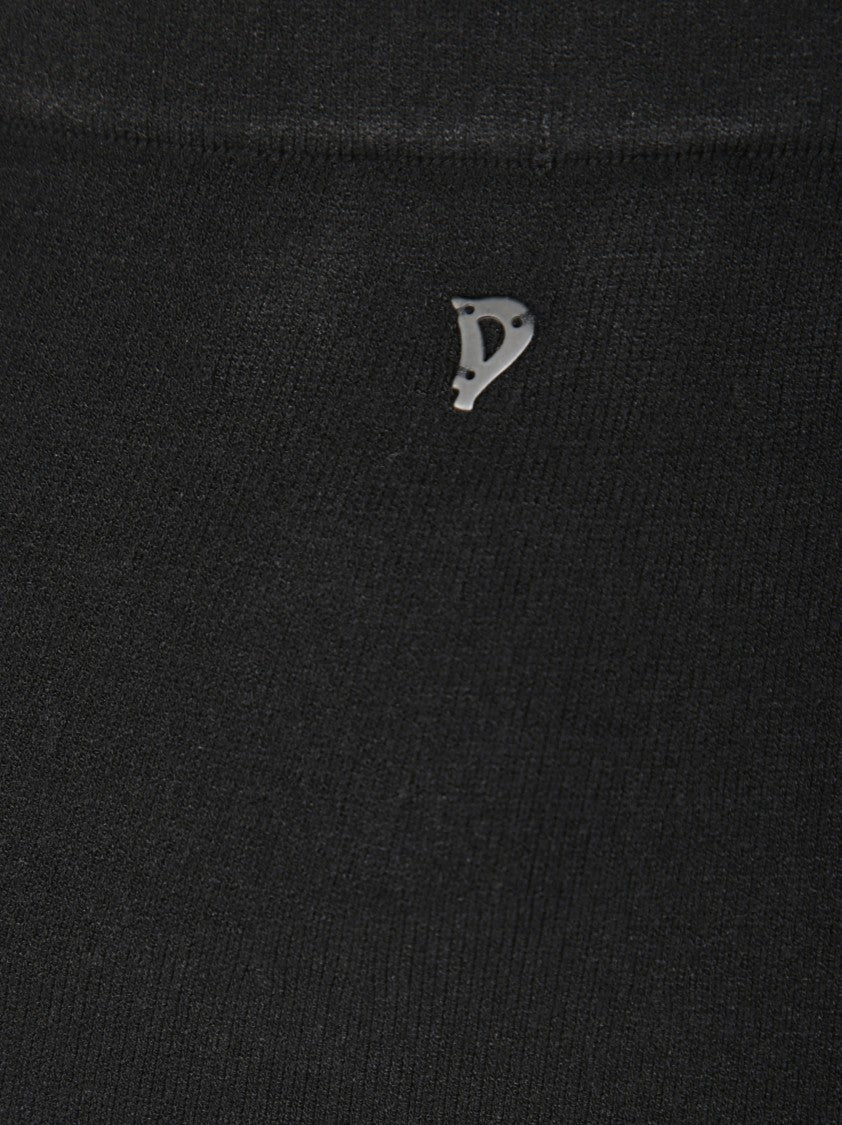 Dondup Fitted Black Skirt With Ribbed Hem