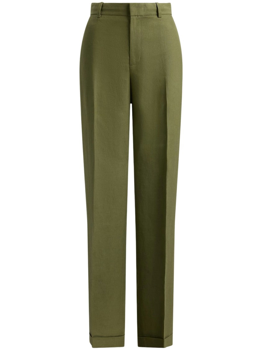 Polo Ralph Lauren High-Waisted Straight Trousers In Linen And Hemp Blend