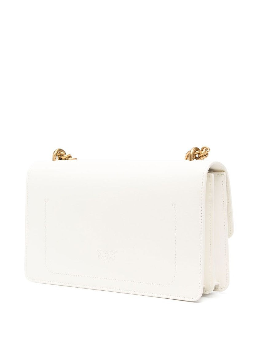 Pinko Rectangular Calfskin Shoulder Bag With Gold Accents