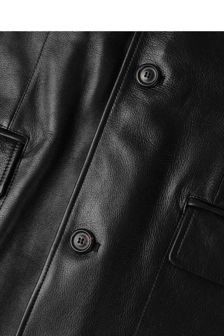 Our Legacy Calf Leather Casual Jacket With Classic Collar