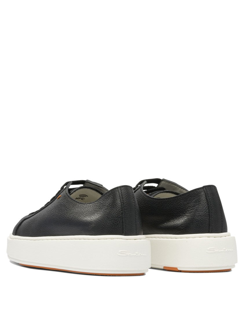 Santoni Leather Sneakers With Low-Cut Silhouette