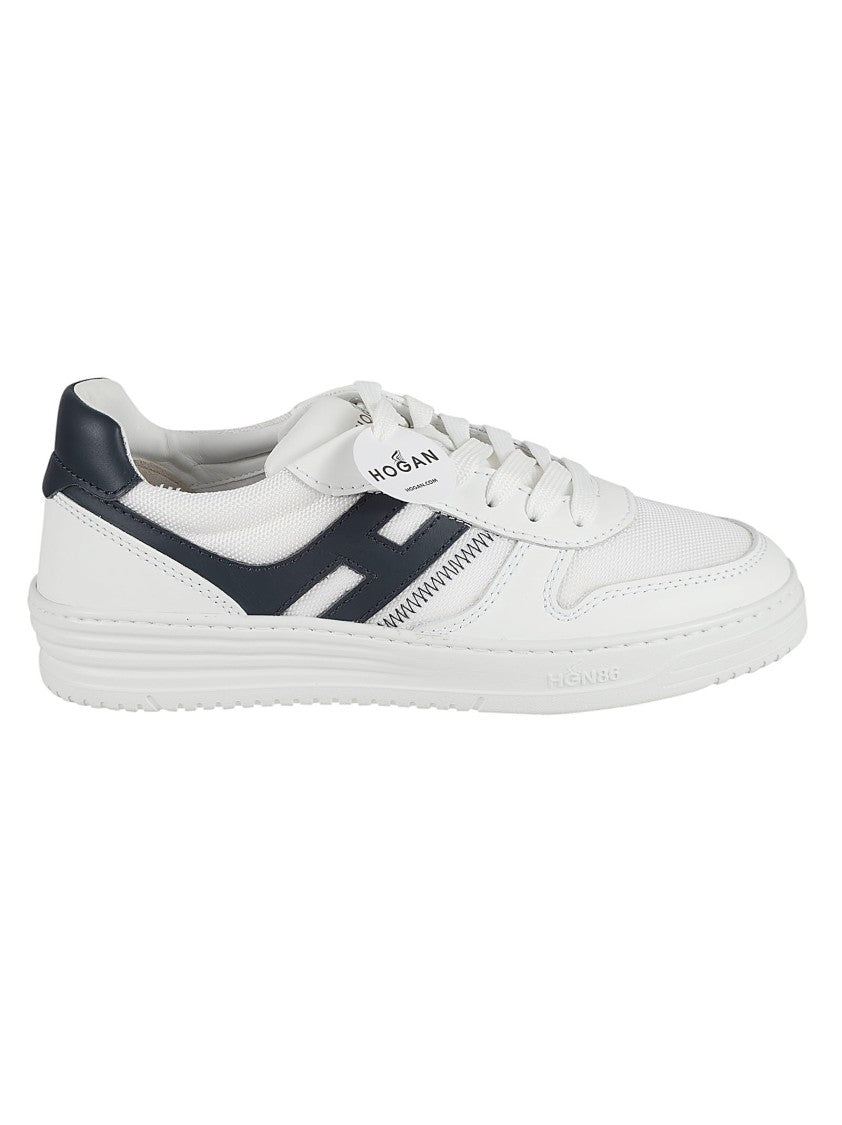 Hogan Navy-Accented White Leather Sneakers