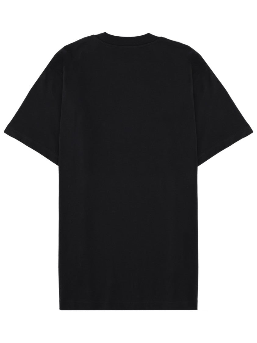 Moschino White Curved Logo Relaxed Cotton T-Shirt