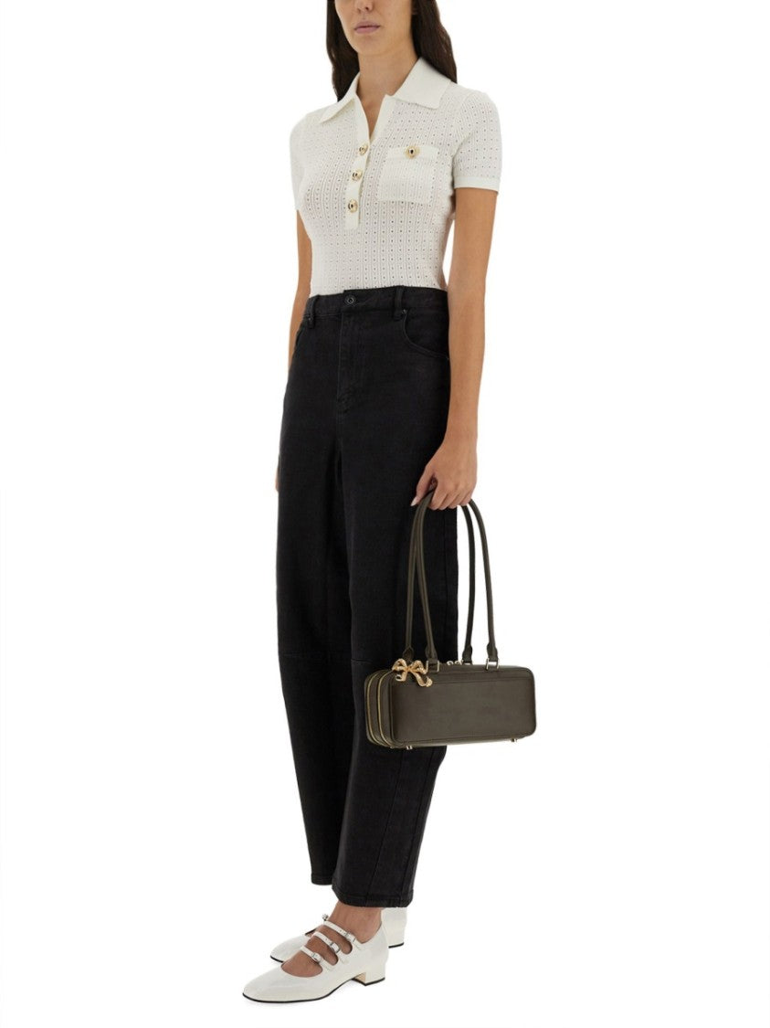 Self-Portrait Perforated Knit Top