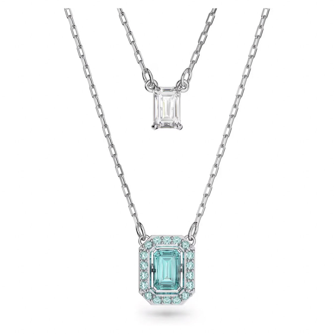 Swarovski Double Pendant Necklace With Octagon-Cut Stones