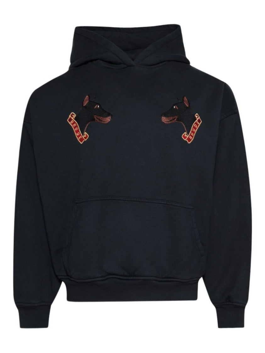 Rhude Embroidered Dog Motif Hoodie